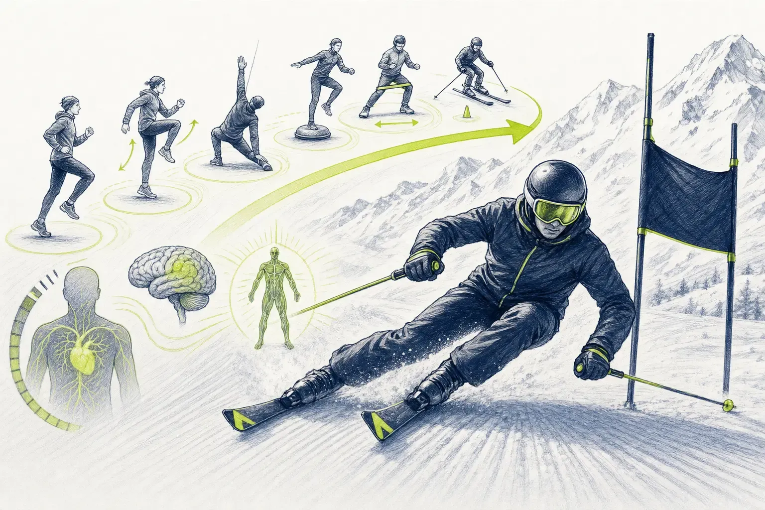Aktivierung – technische Illustration Ski Loko