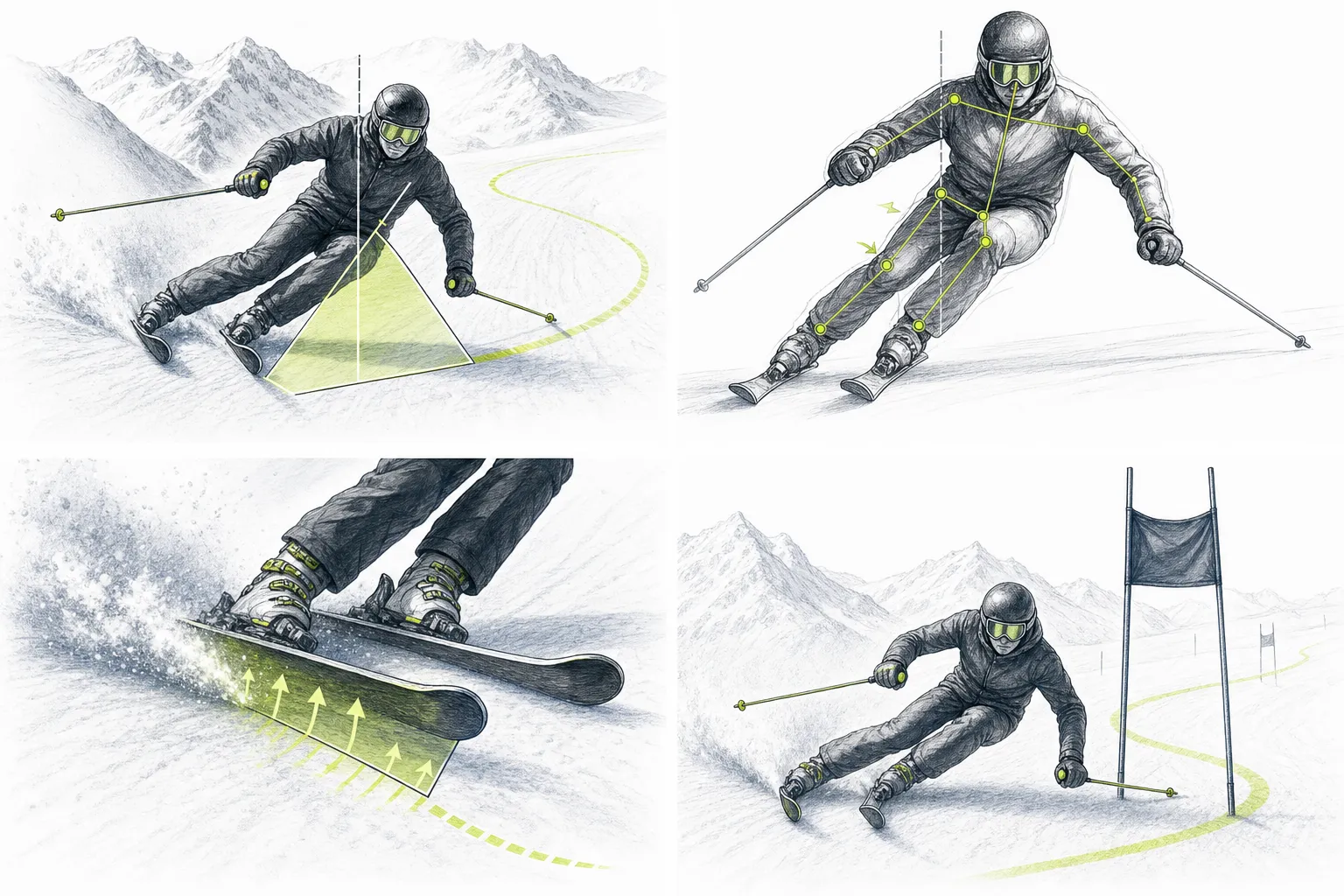 Angulation – technische Illustration Ski Loko