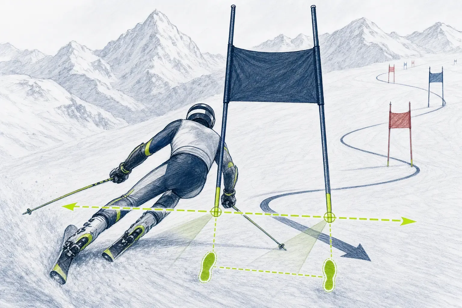 Tor – technische Illustration Ski Loko