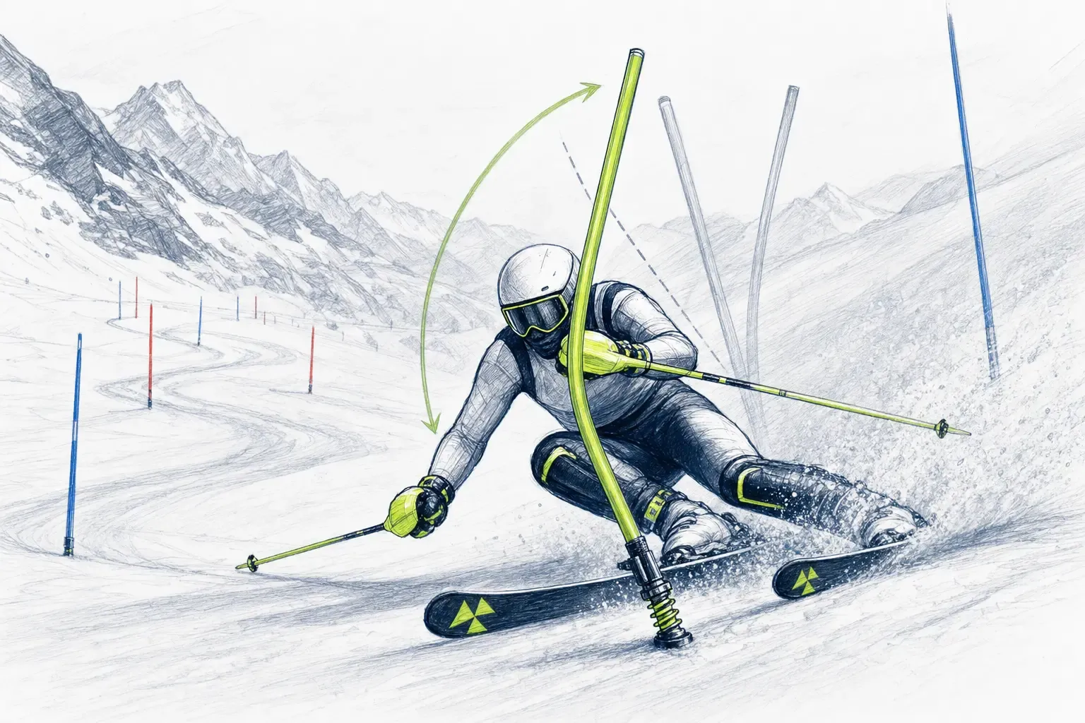 Torstange – technische Illustration Ski Loko