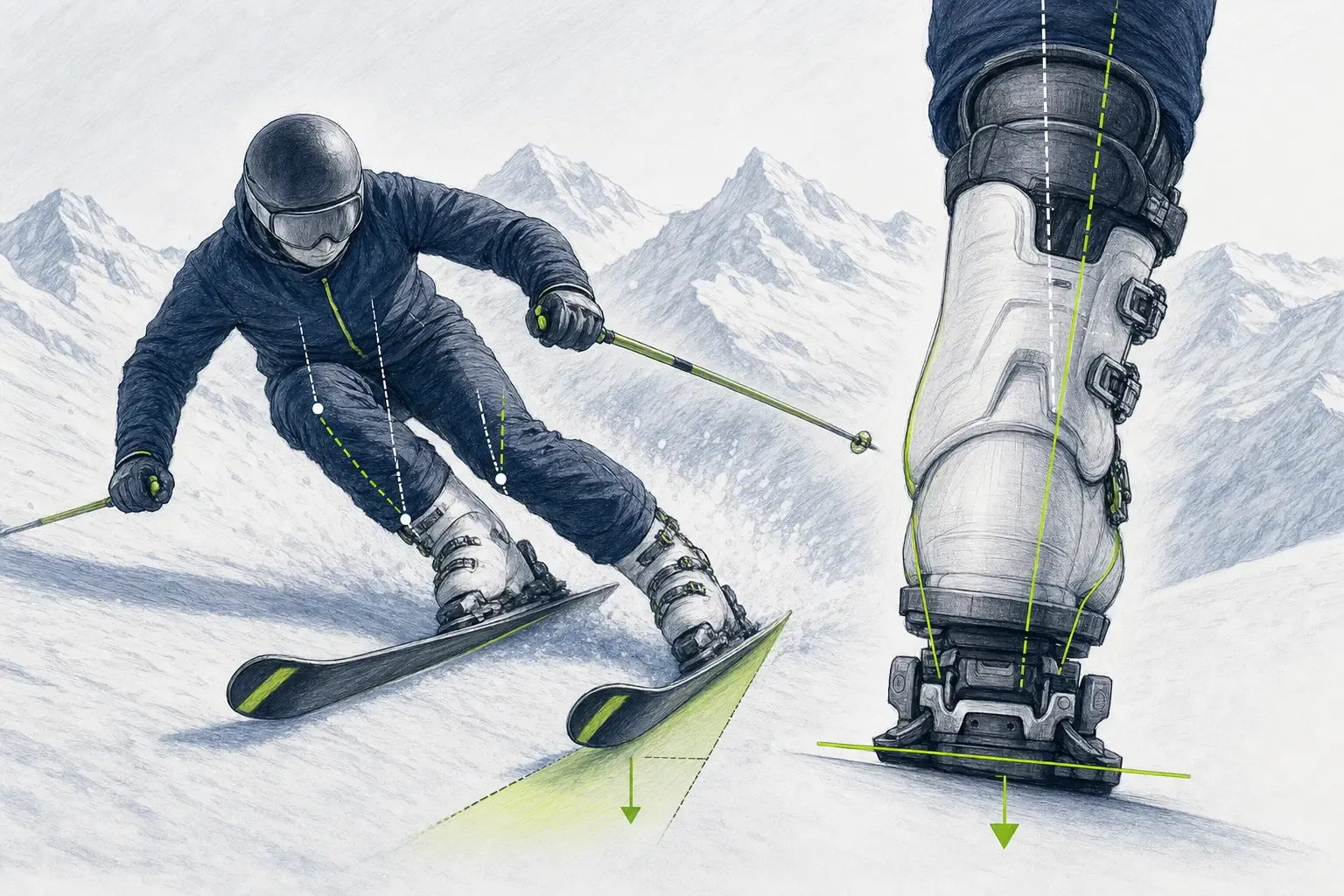 Canting – technische Illustration Ski Loko