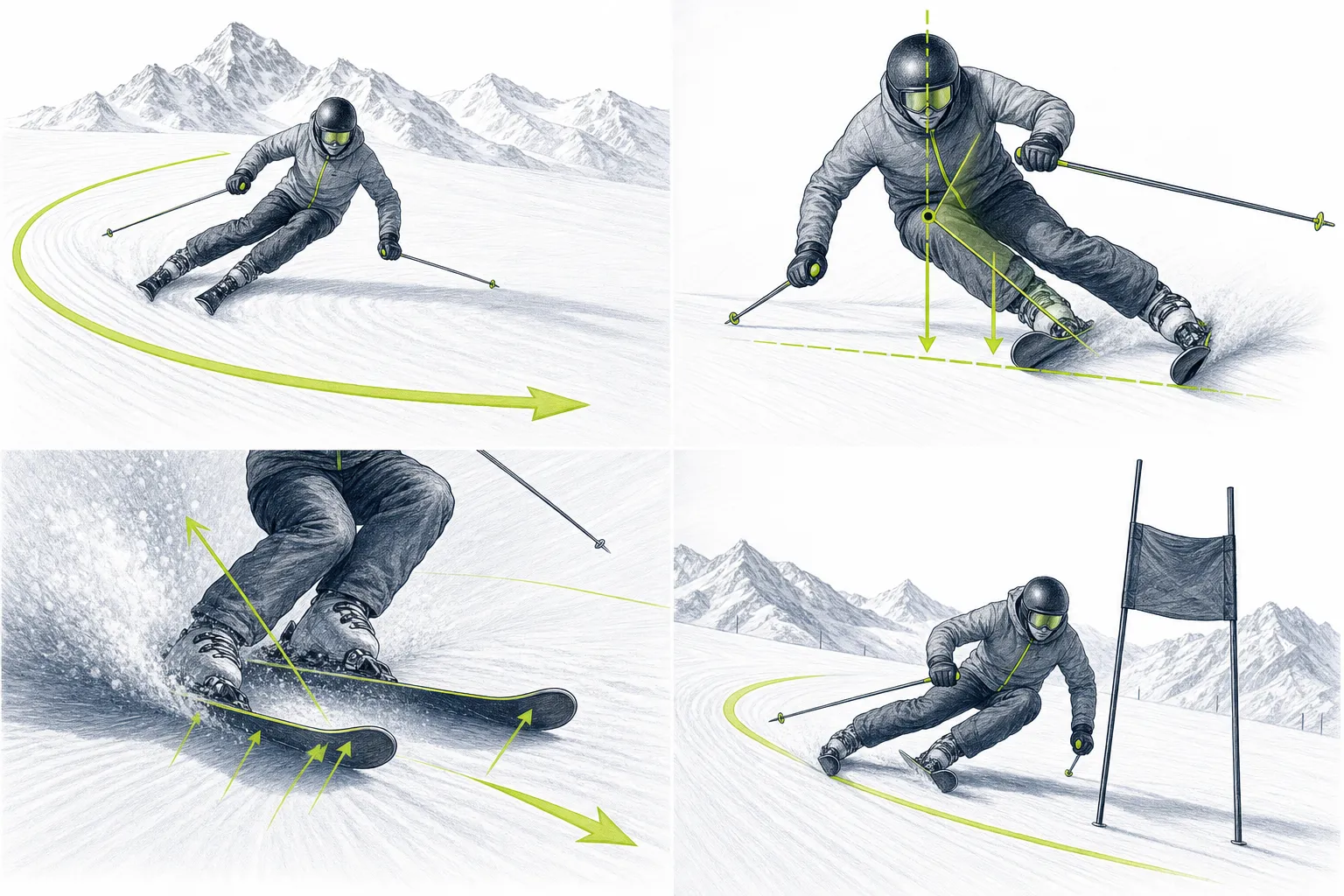 Carving – technische Illustration Ski Loko