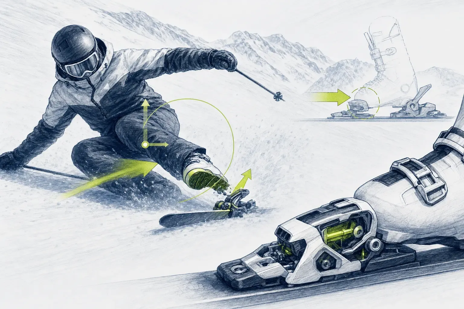 DIN – technische Illustration Ski Loko