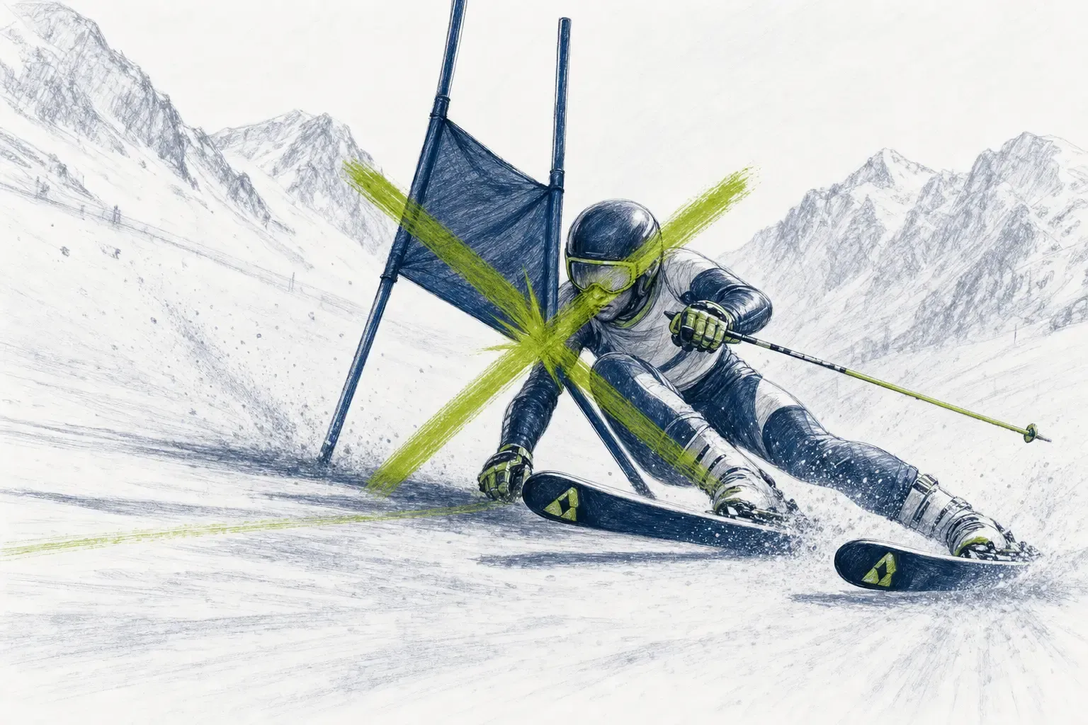 Disqualifikation – technische Illustration Ski Loko