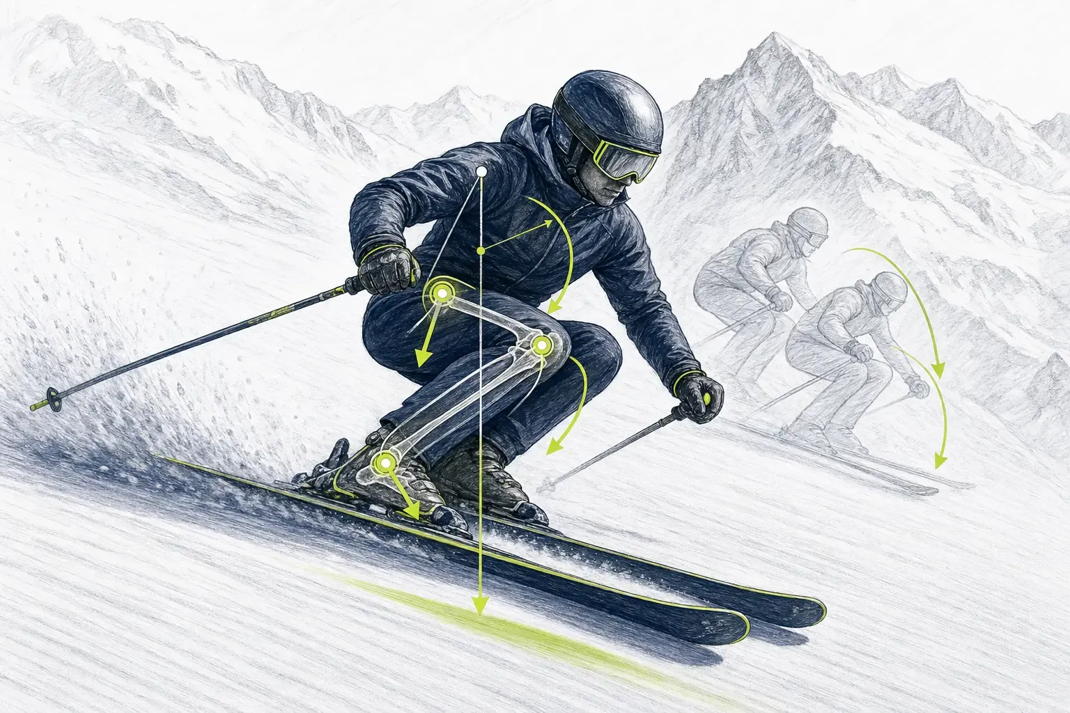 Flexion – technische Illustration Ski Loko