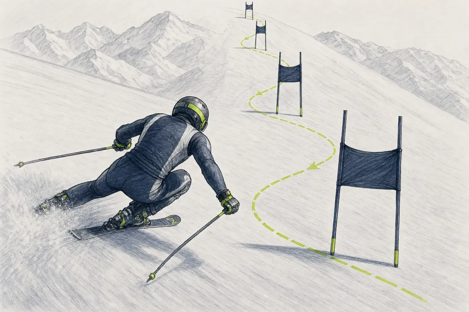 Flush – technische Illustration Ski Loko