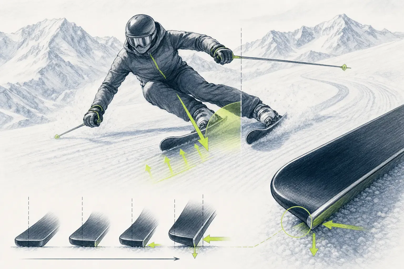 Skikante – technische Illustration Ski Loko