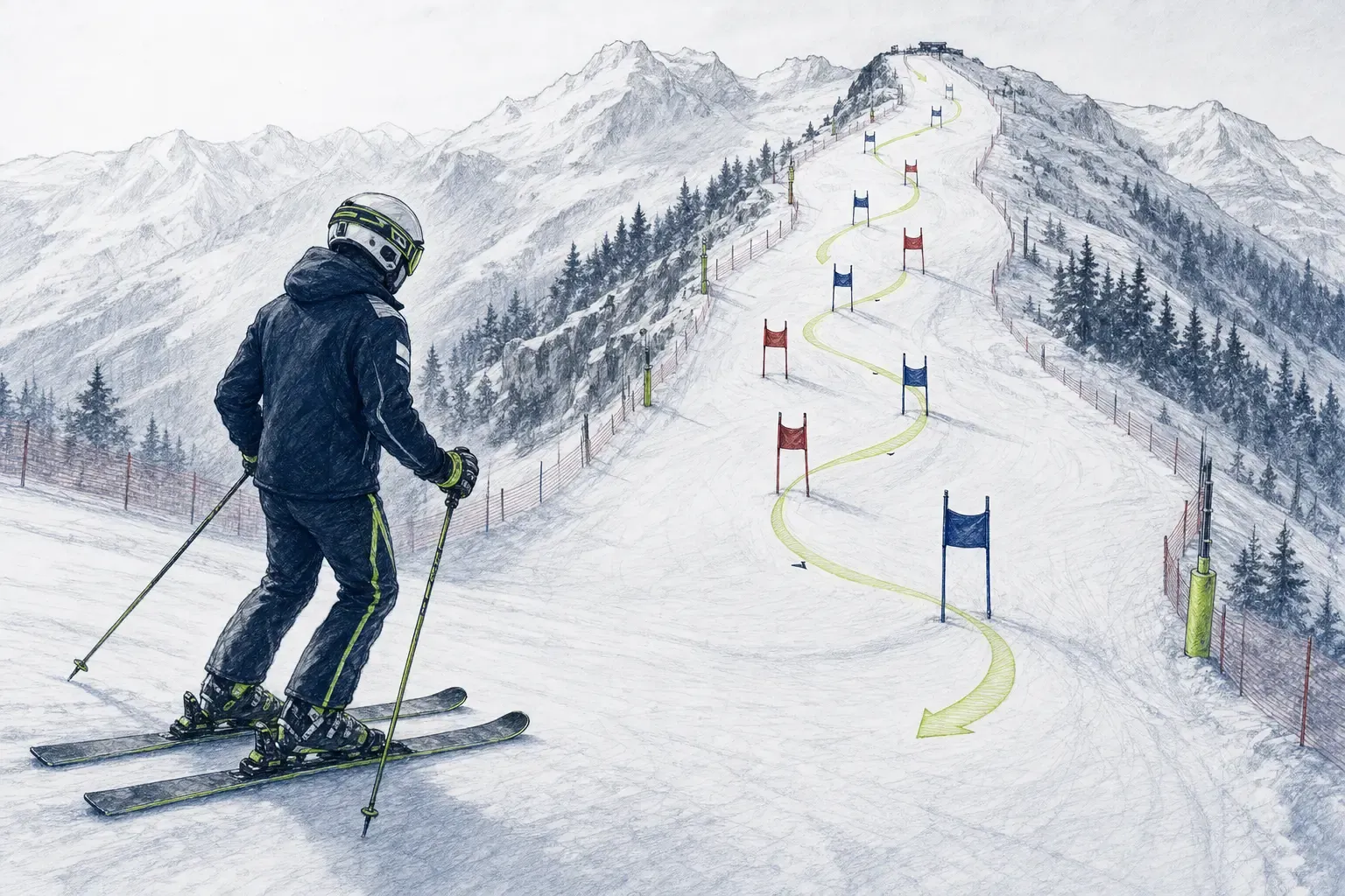Inšpekcia trate – technische Illustration Ski Loko