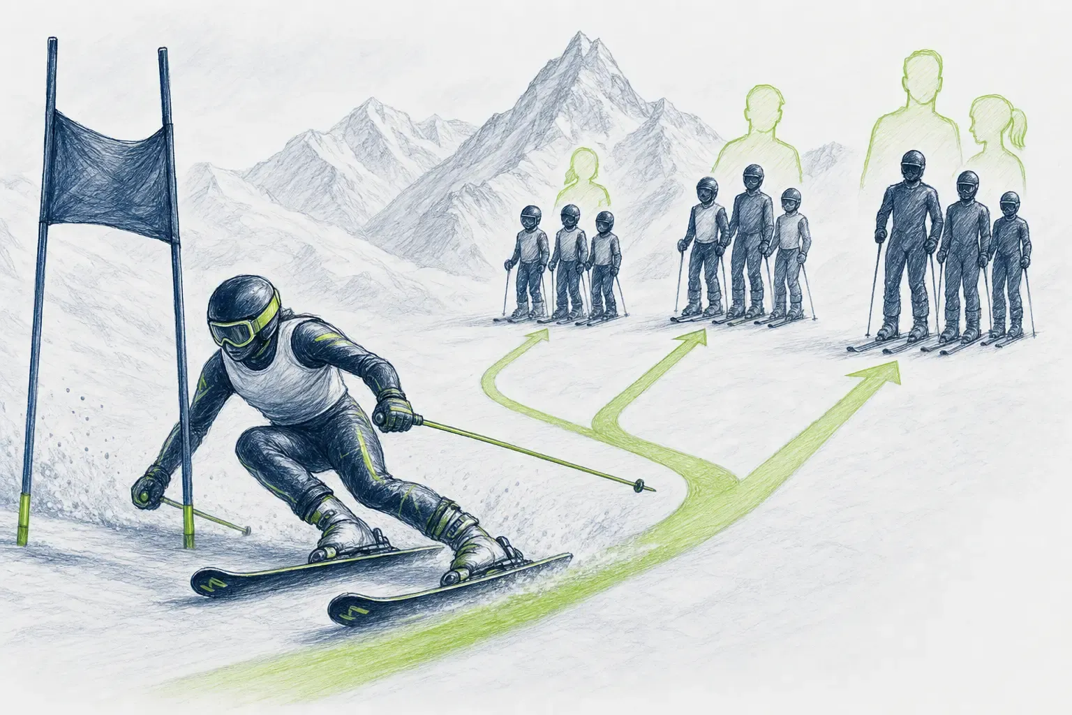 Wettkäferkategorie – technische Illustration von Ski Loko