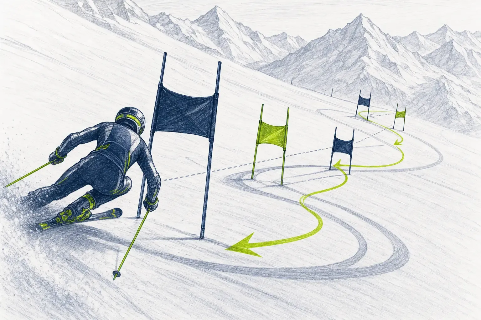 Kombinácia bránok – technische Illustration Ski Loko