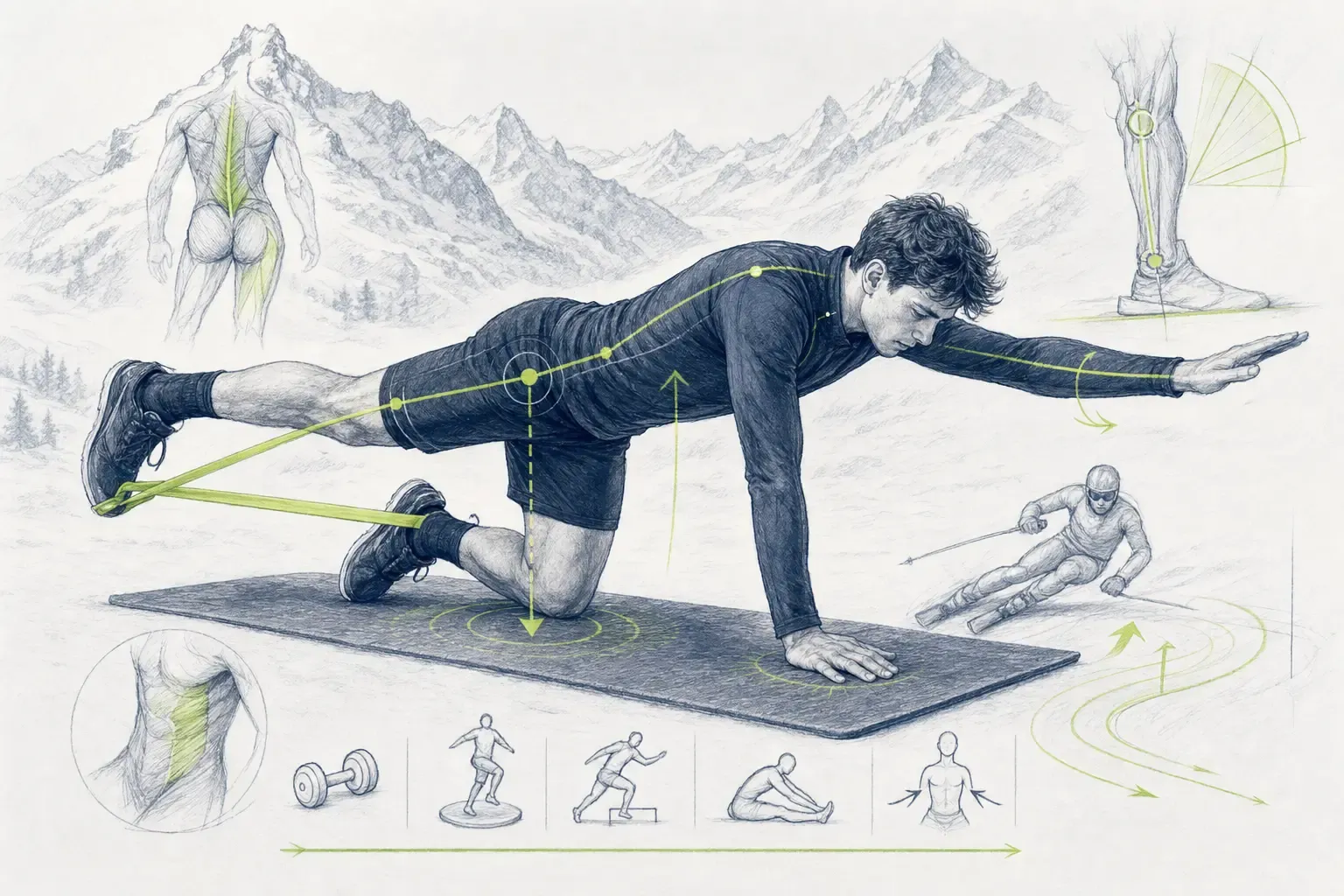Ausgleichsübung – technische Illustration Ski Loko