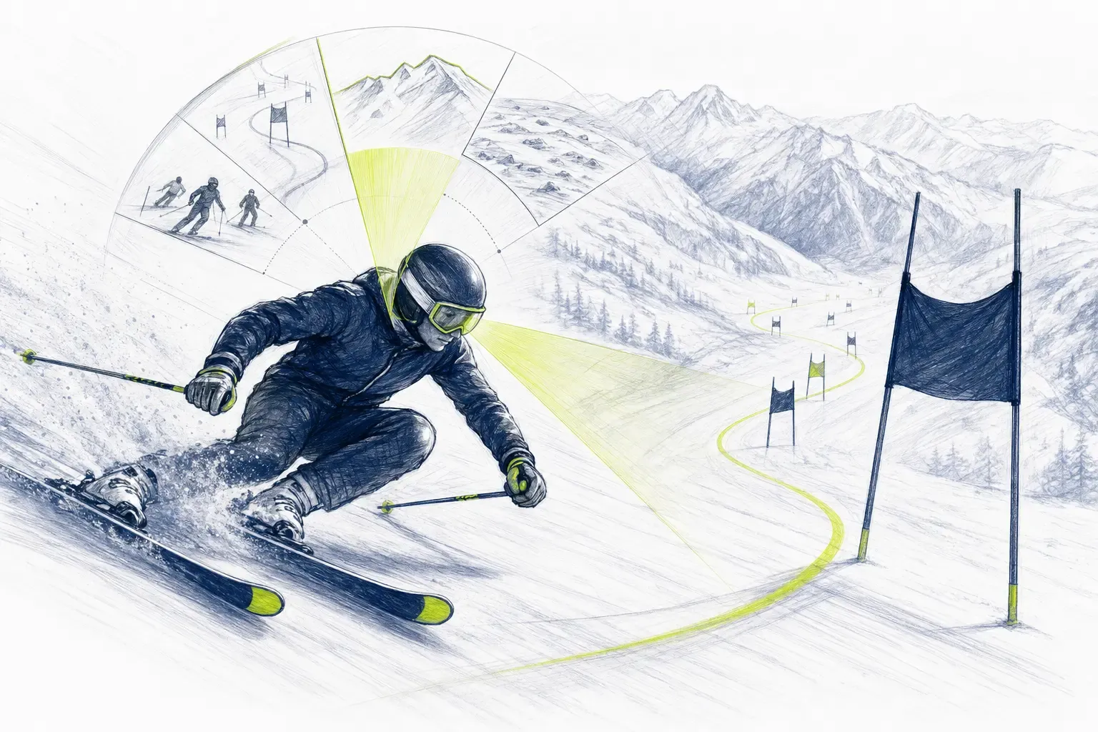 Konzentration – technische Illustration Ski Loko