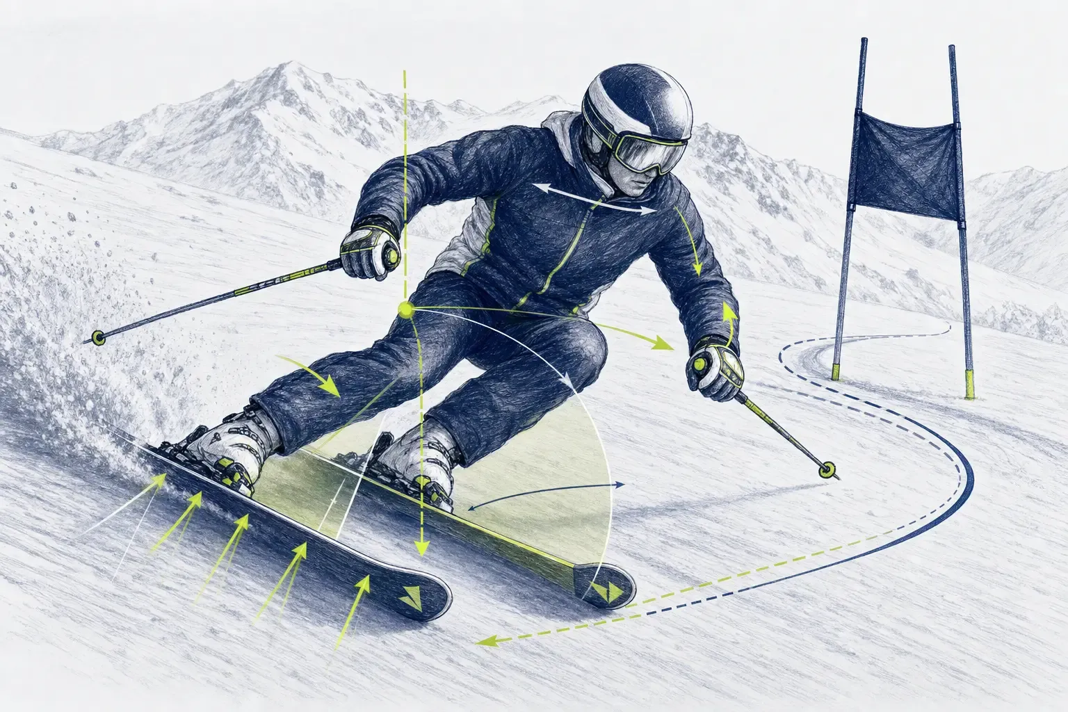 Koordination – technische Illustration Ski Loko