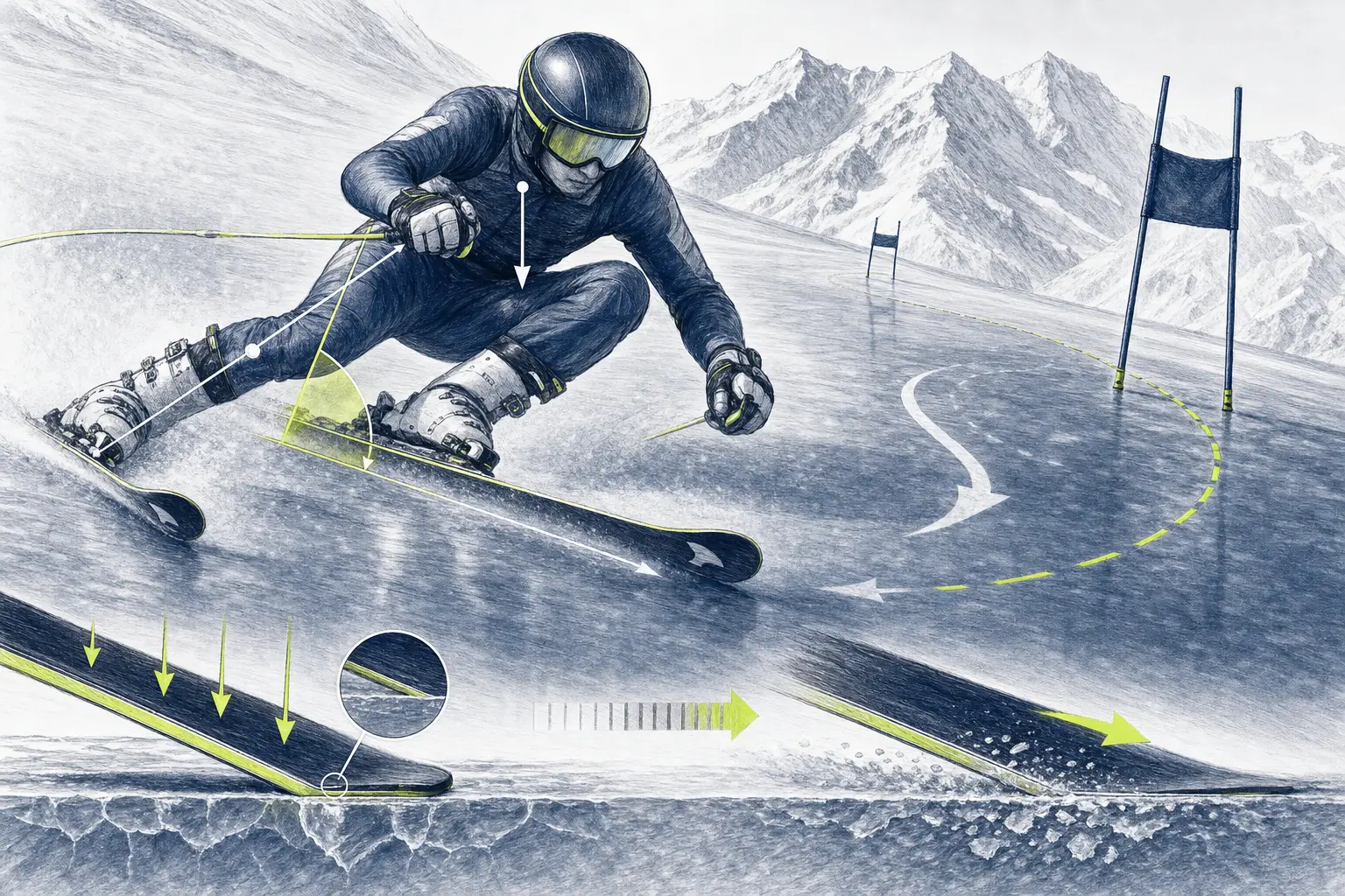 Eisige Piste – technische Illustration Ski Loko