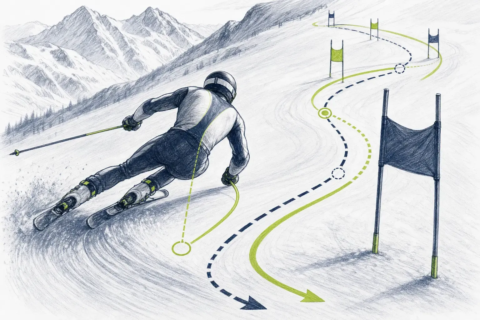 Fahrlinie – technische Illustration Ski Loko