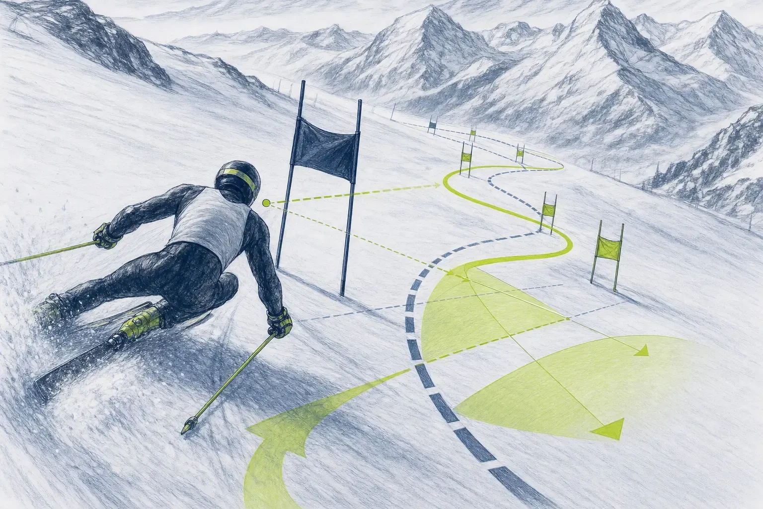 Skitaktik – technische Illustration Ski Loko