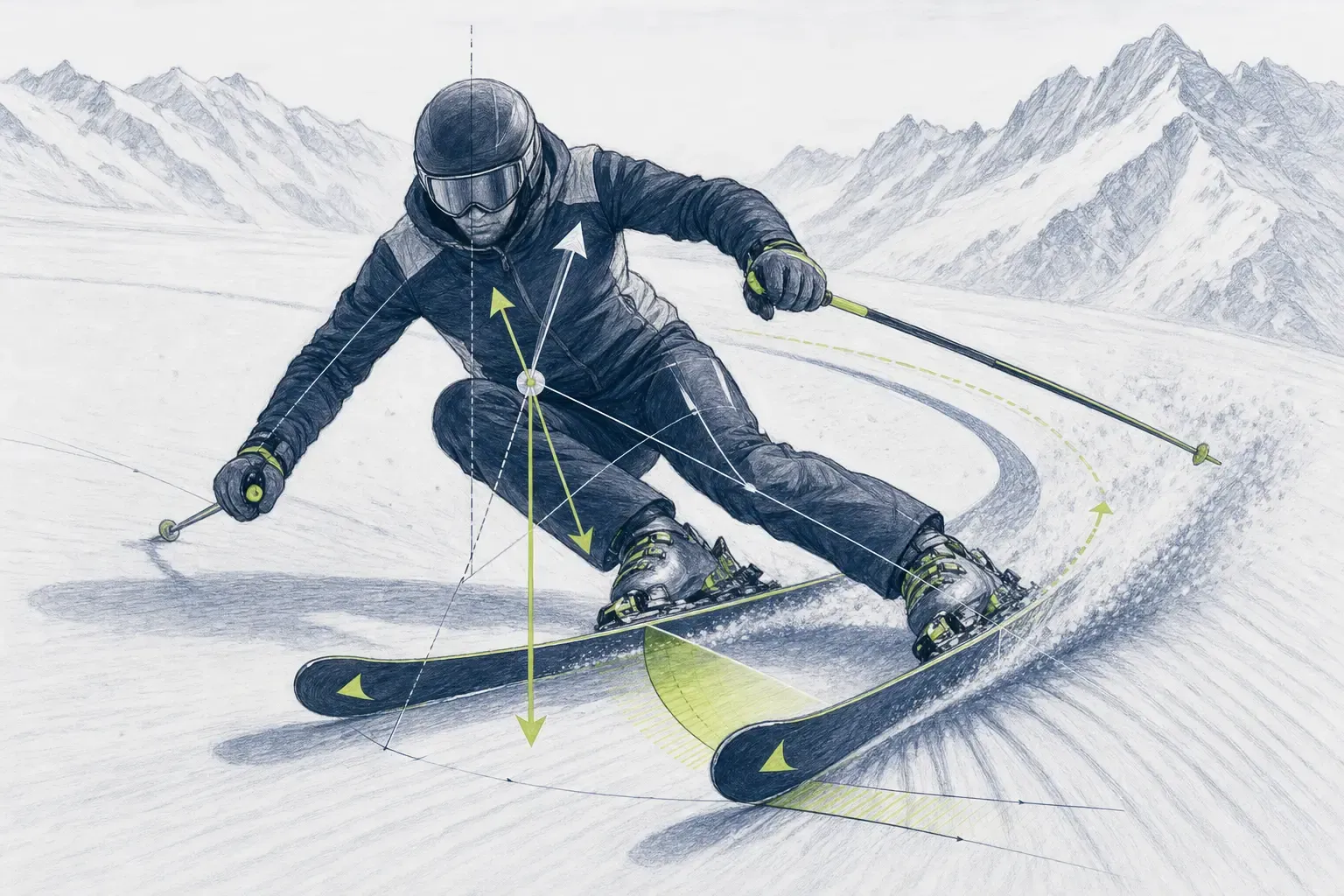 Skitechnik – technische Illustration Ski Loko