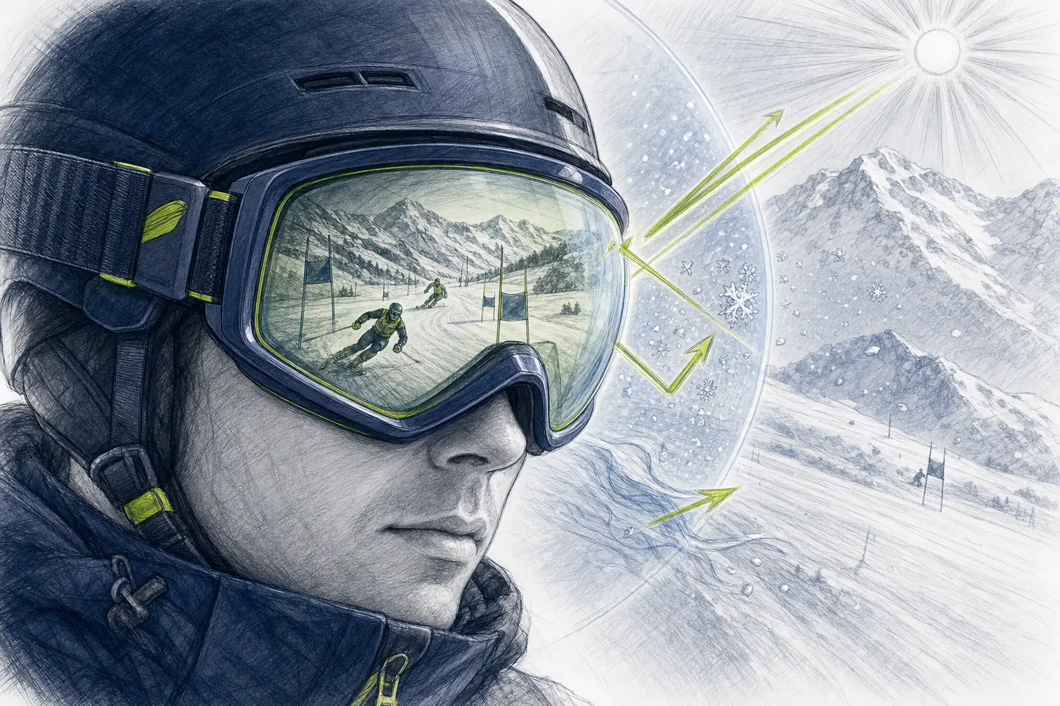 Skibrille – technische Illustration Ski Loko