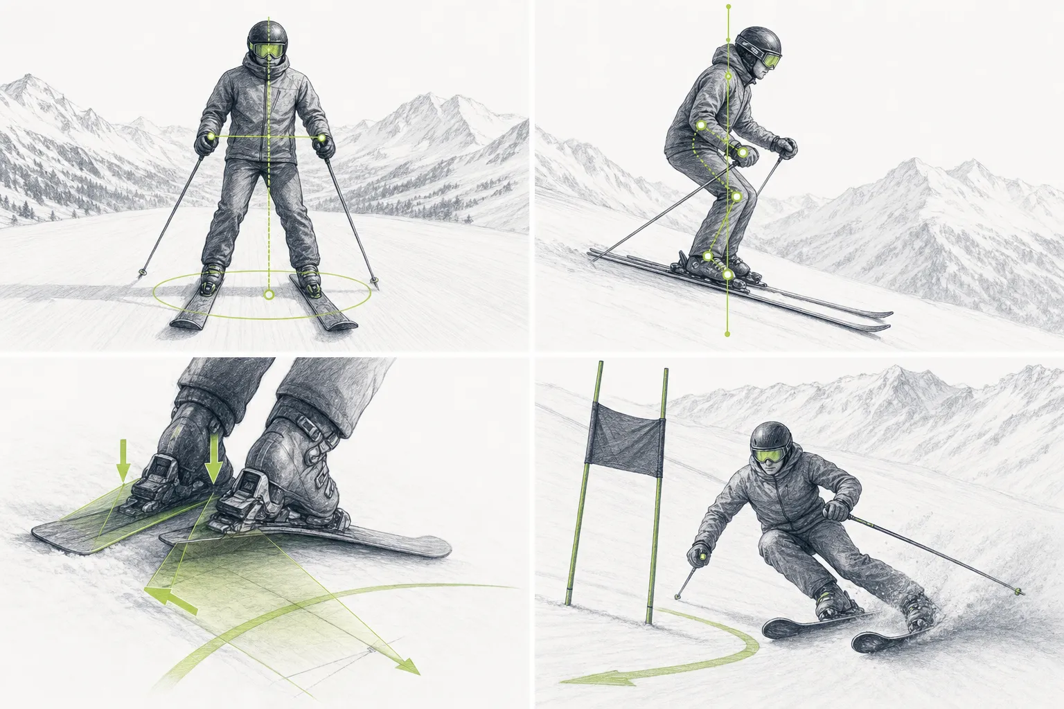 Skistand – praktische Anwendung der Technik beim Fahren oder im Renntraining