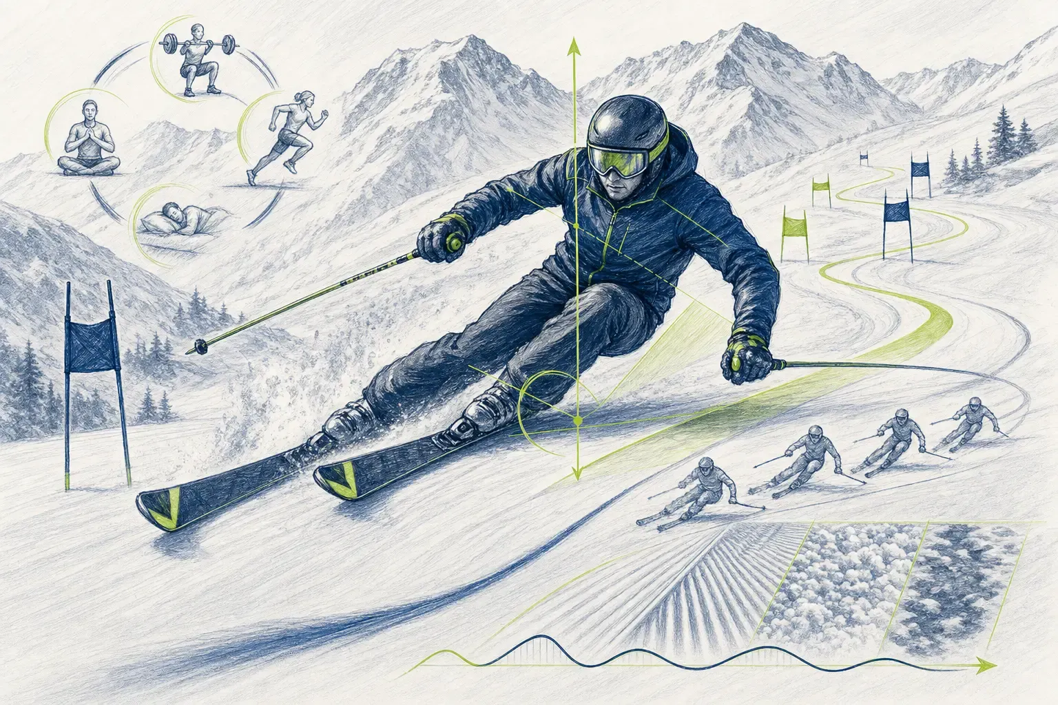 Skitraining – technische Illustration Ski Loko