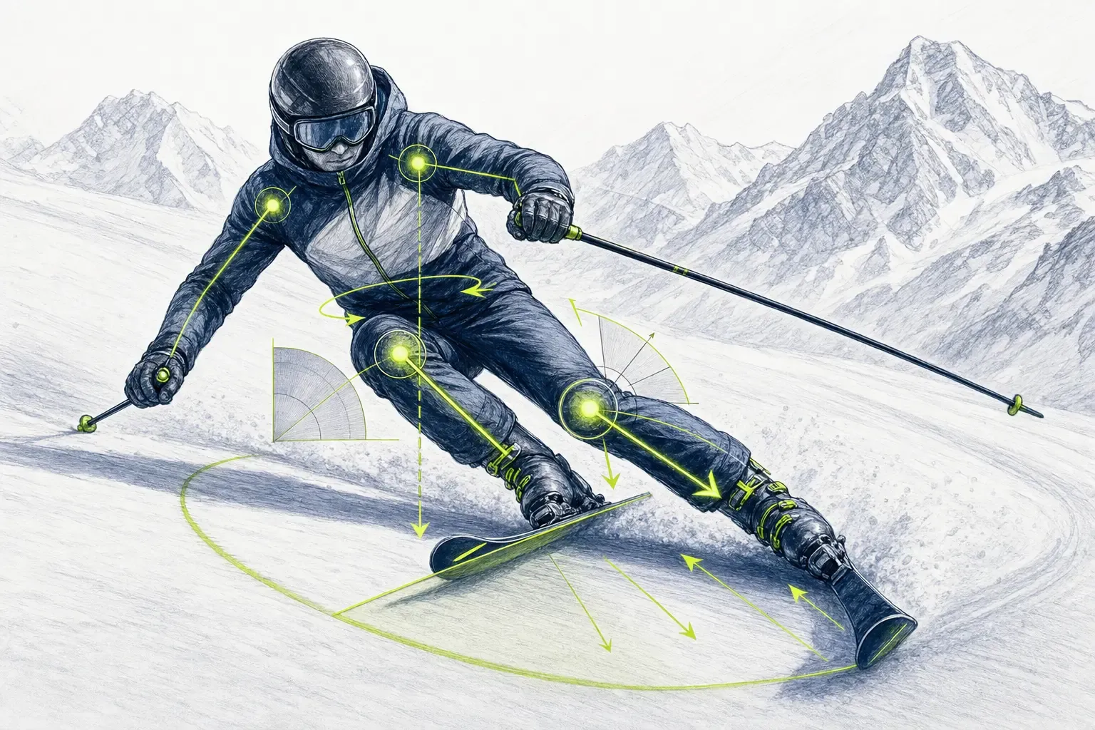 Mobilität – technische Illustration Ski Loko