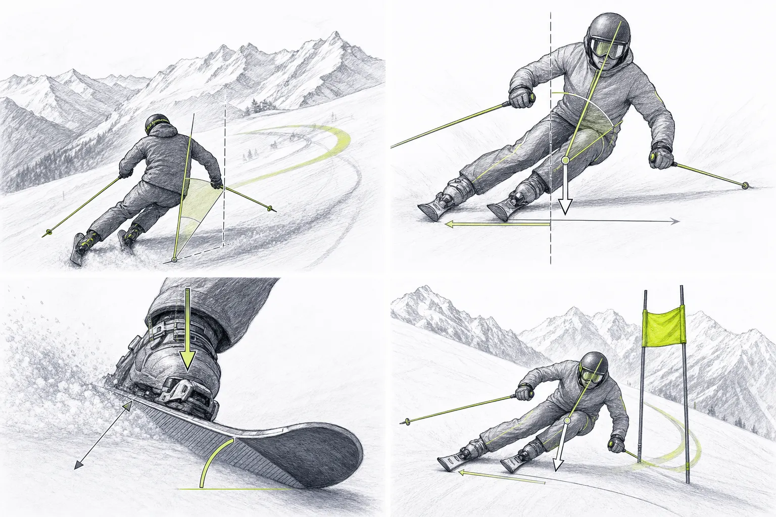 Neigen – technische Illustration Ski Loko