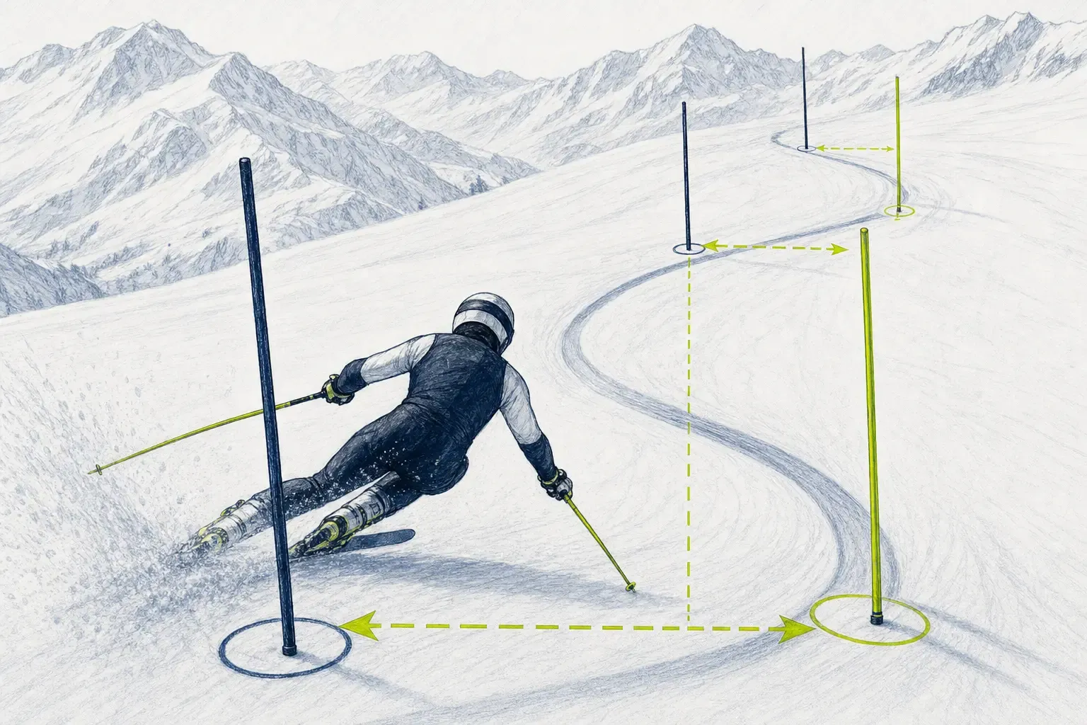 Versatz der Tore – technische Illustration Ski Loko