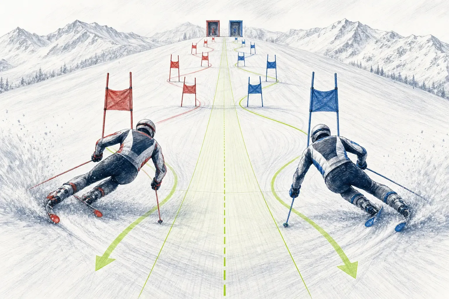 Parallelslalom – technische Illustration Ski Loko