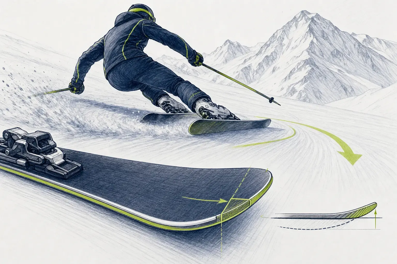 Ski-Ende – technische Illustration Ski Loko