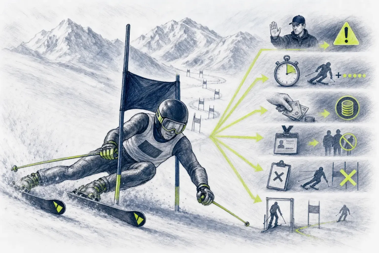 Strafwertung – technische Illustration Ski Loko