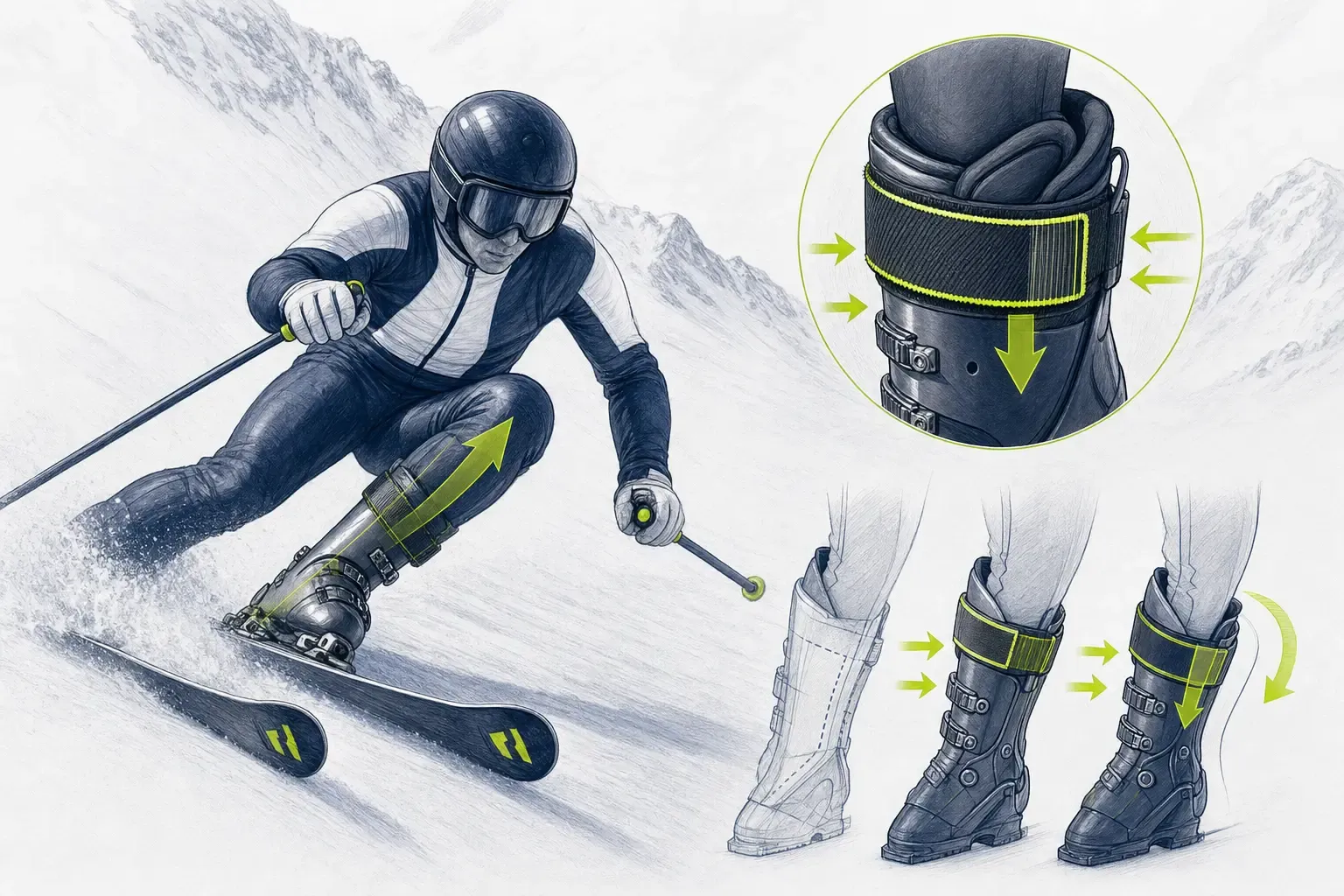 Power Strap – technische Illustration Ski Loko