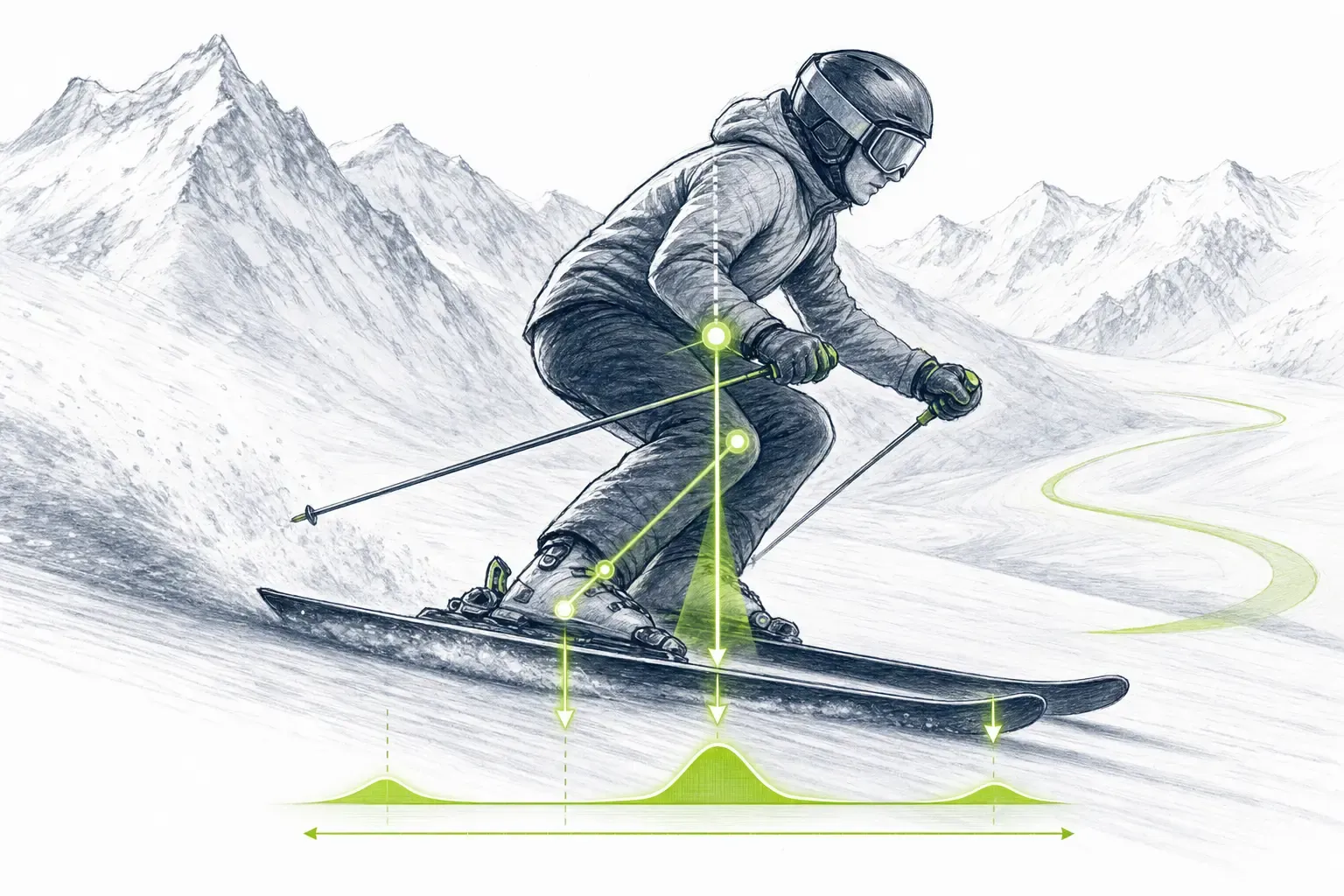 Vorwärts-rückwärts-Gleichgewicht – technische Illustration Ski Loko
