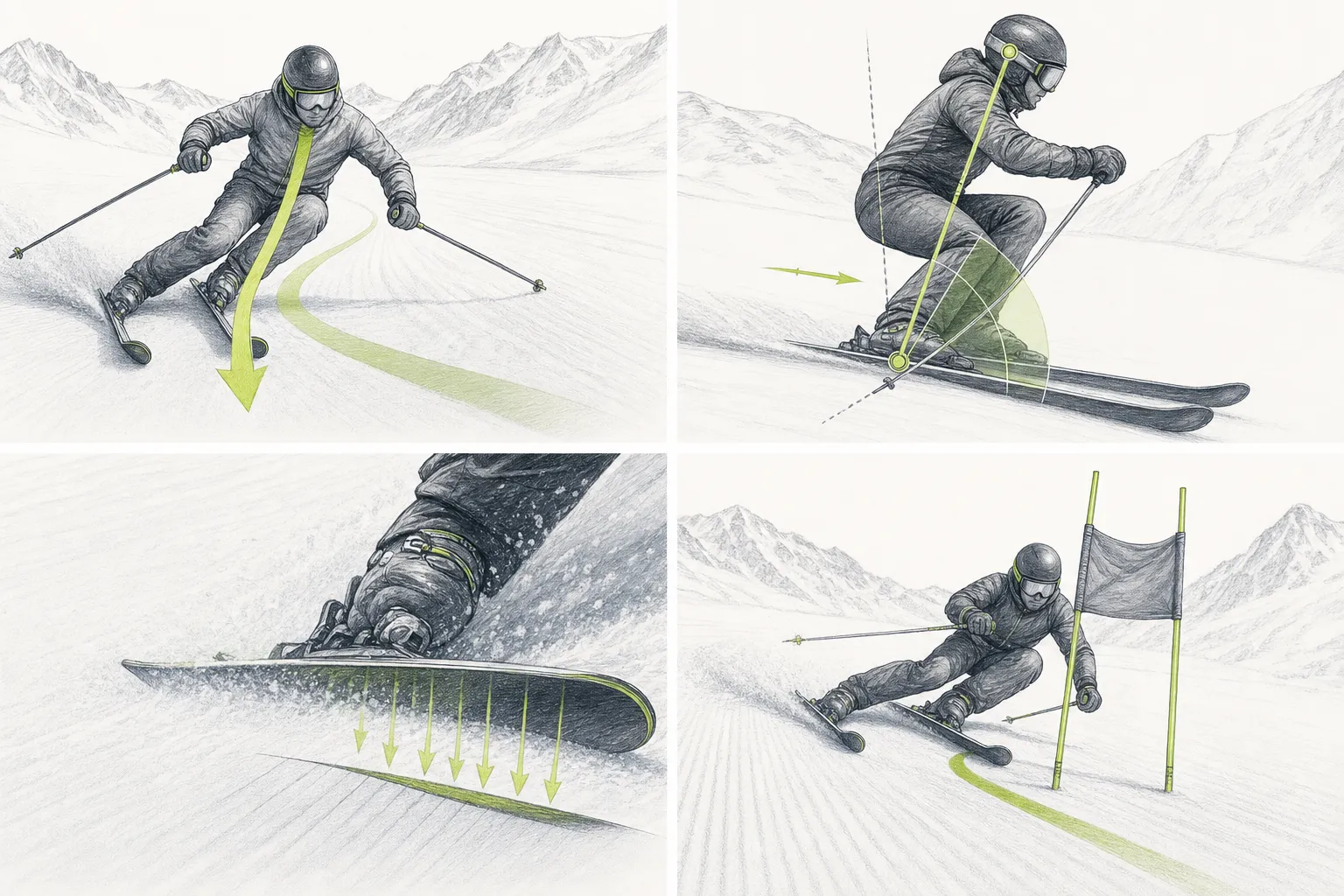 Gewichtsverlagerung – technische Darstellung der Körperarbeit in der Skibewegung