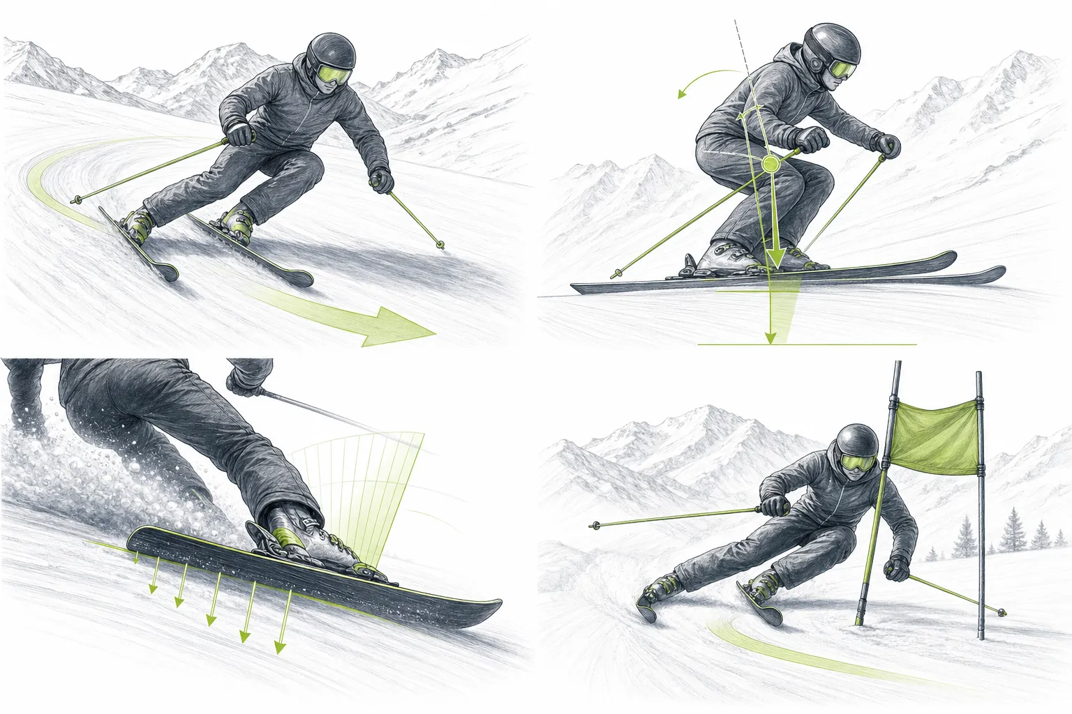 Gewichtsverlagerung – technische Illustration Ski Loko