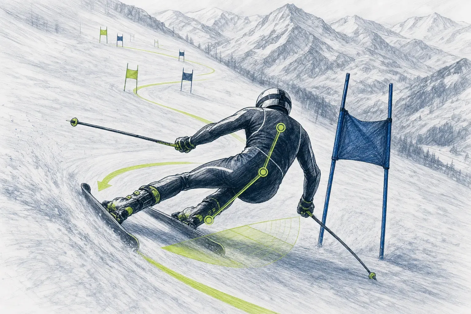 Rennlauf – technische Illustration Ski Loko