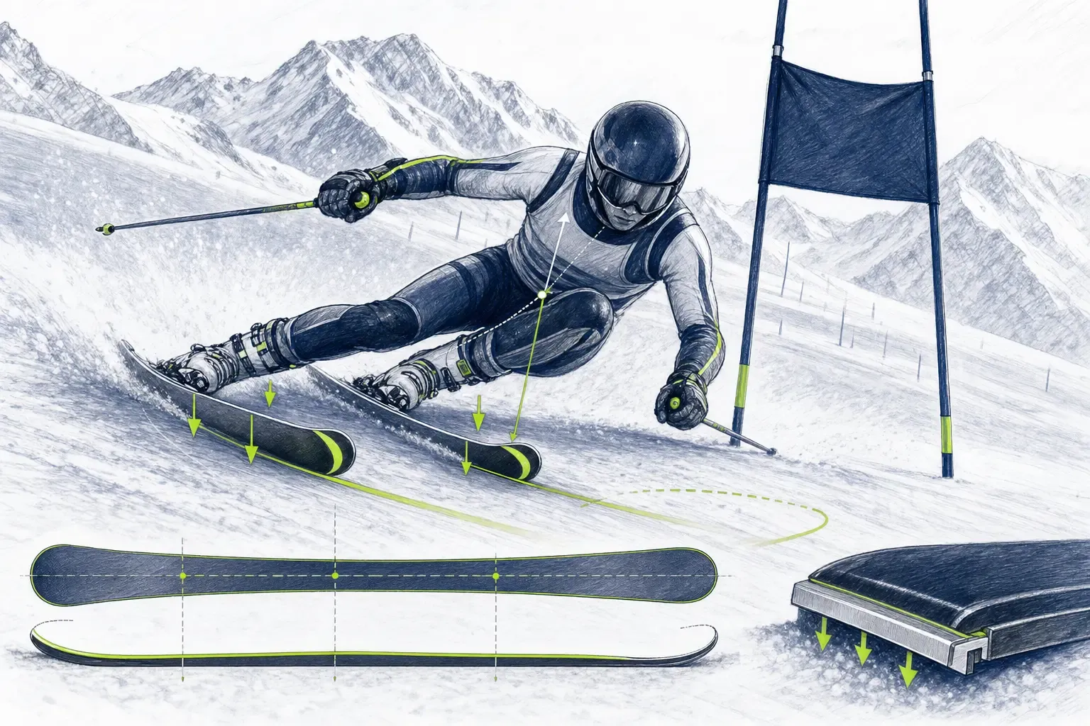Rennski – technische Illustration Ski Loko