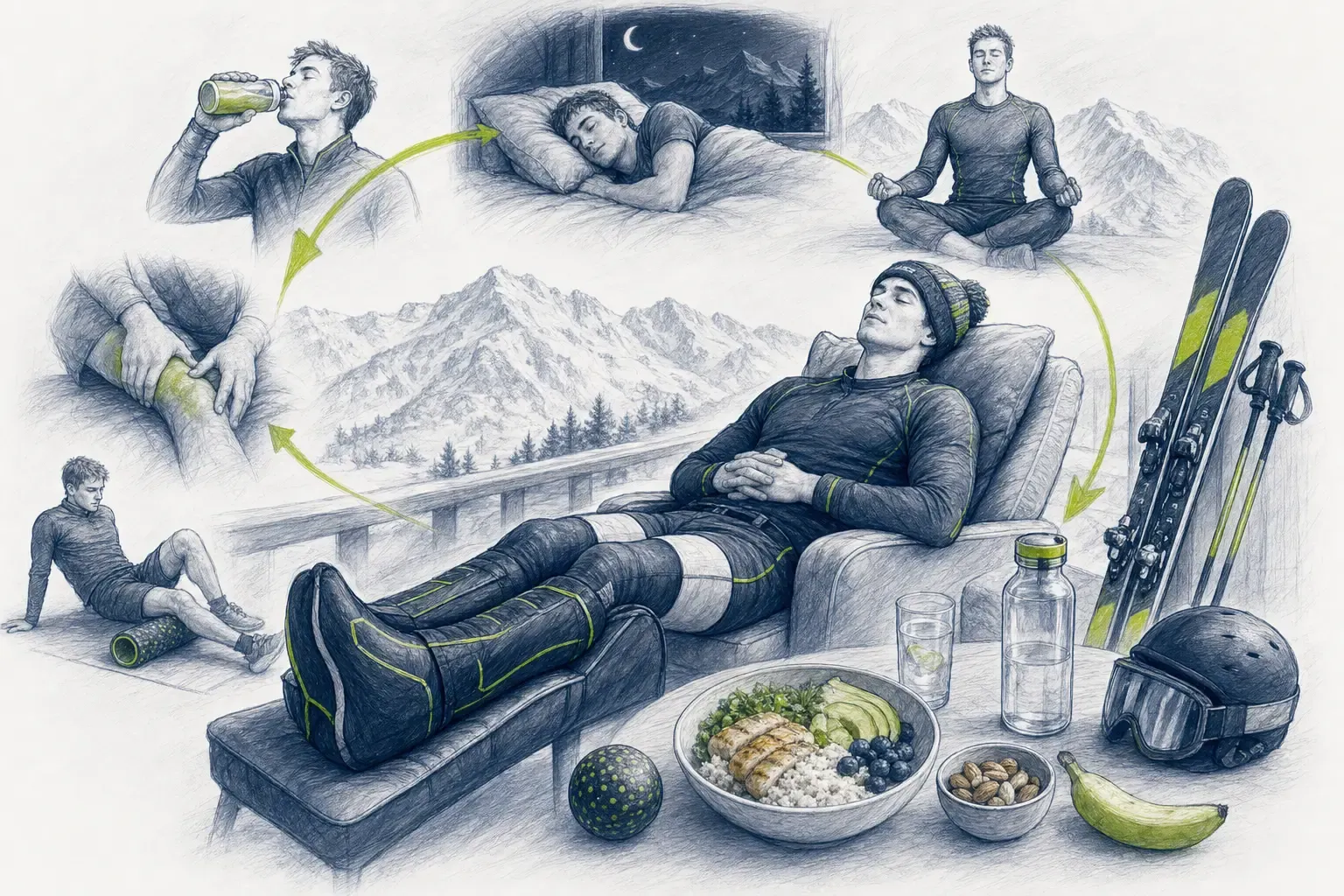 Regeneration – technische Illustration Ski Loko