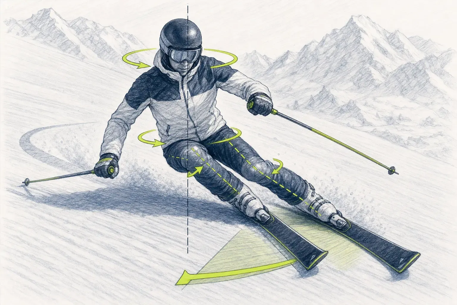 Rotation – technische Illustration Ski Loko
