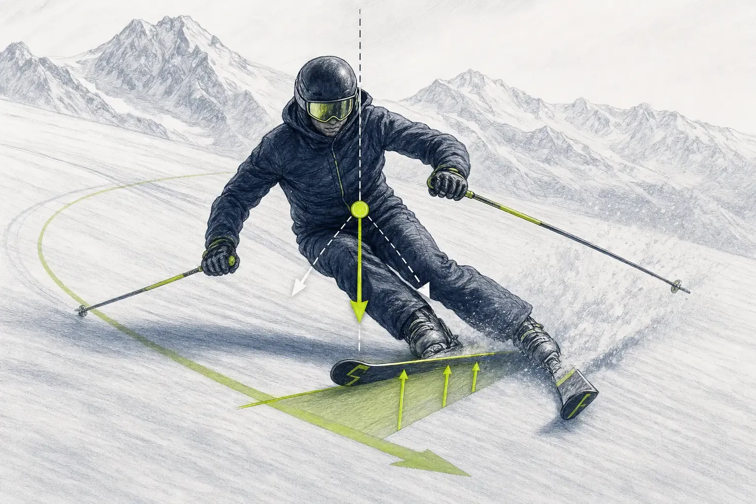 Gleichgewicht – technische Illustration Ski Loko