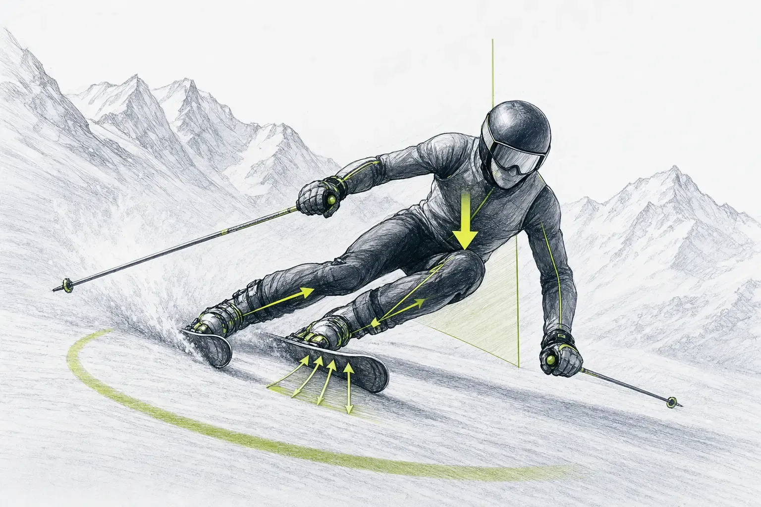 Kraft – technische Illustration Ski Loko
