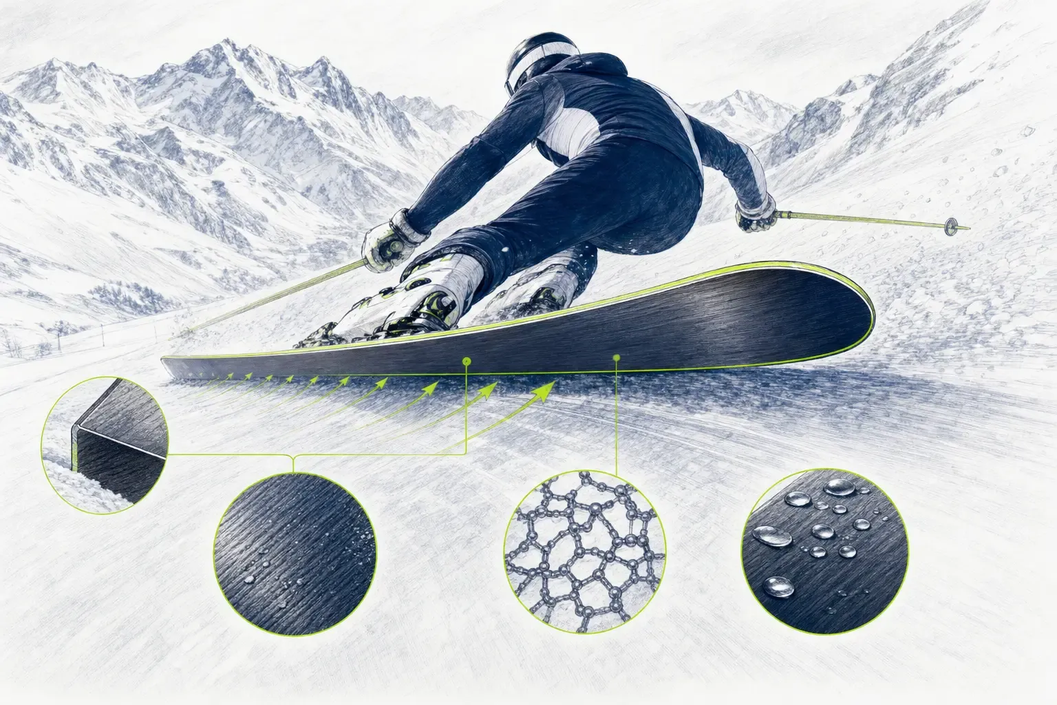 Belag – technische Illustration Ski Loko