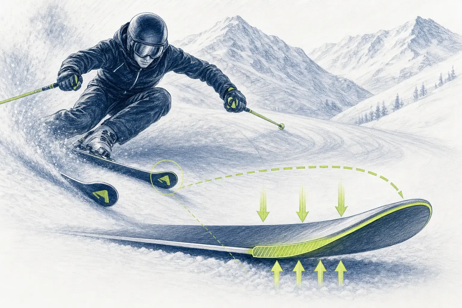 Ski-Spitze – technische Illustration Ski Loko