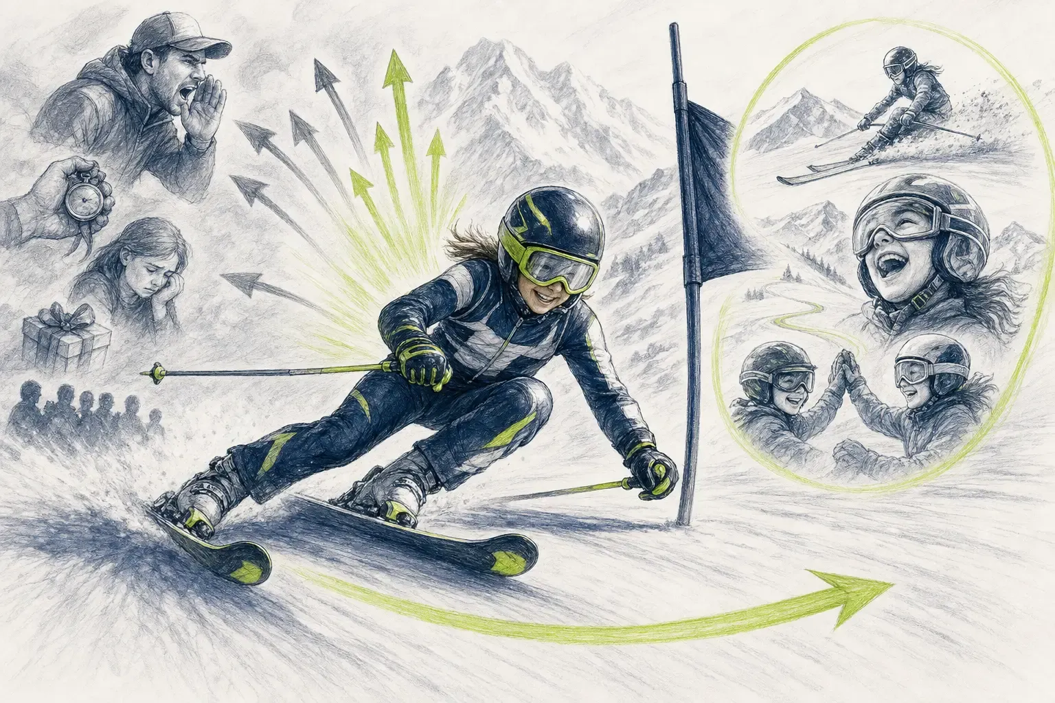 Sportliche Motivation – technische Illustration Ski Loko