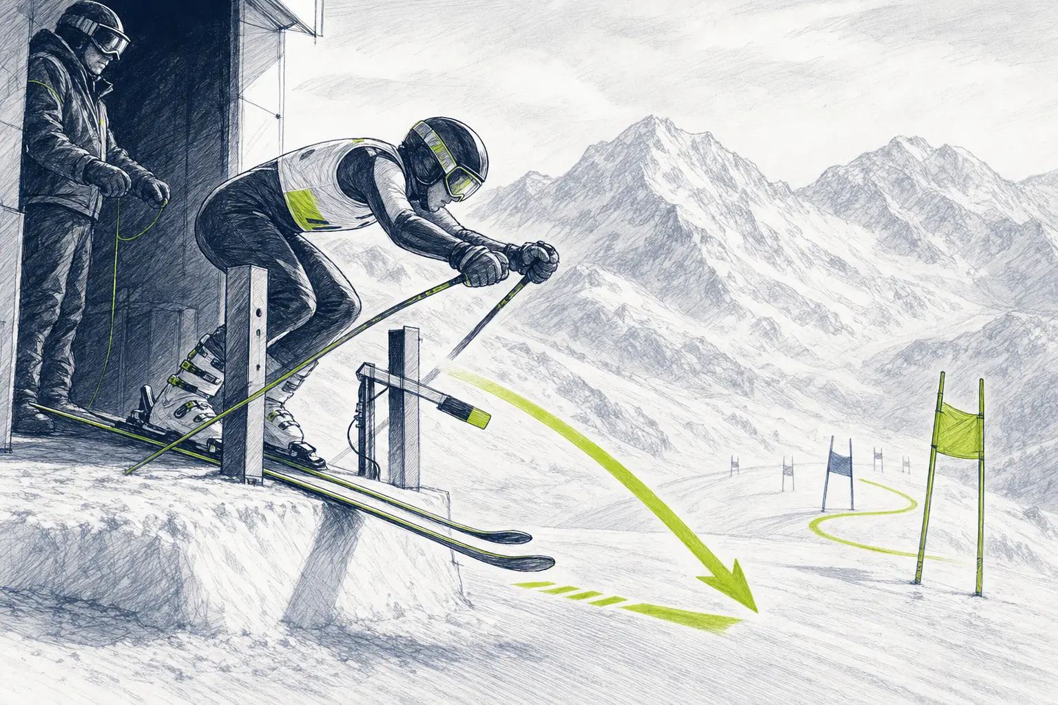 Start – technische Illustration Ski Loko