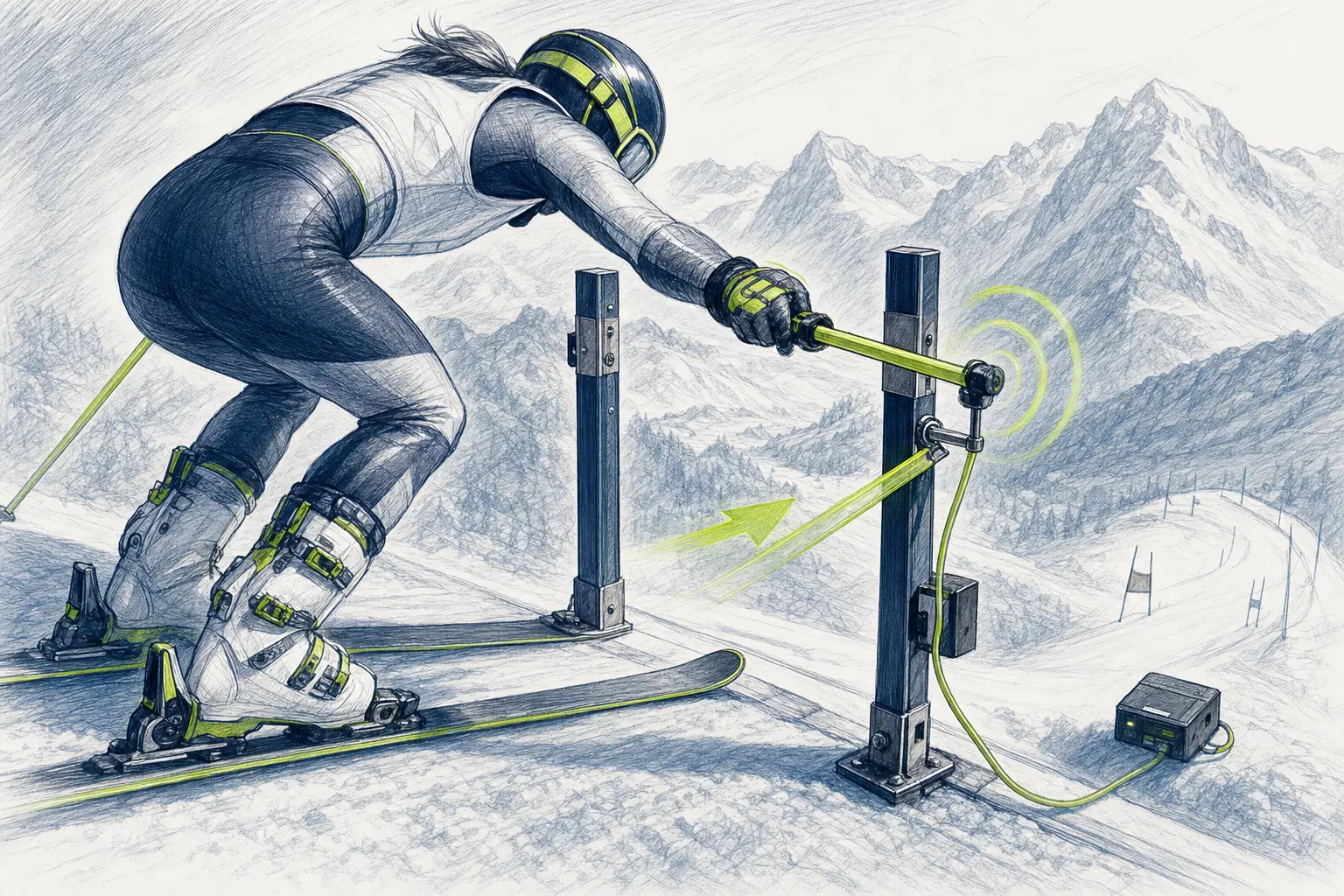 Starttor – technische Illustration Ski Loko