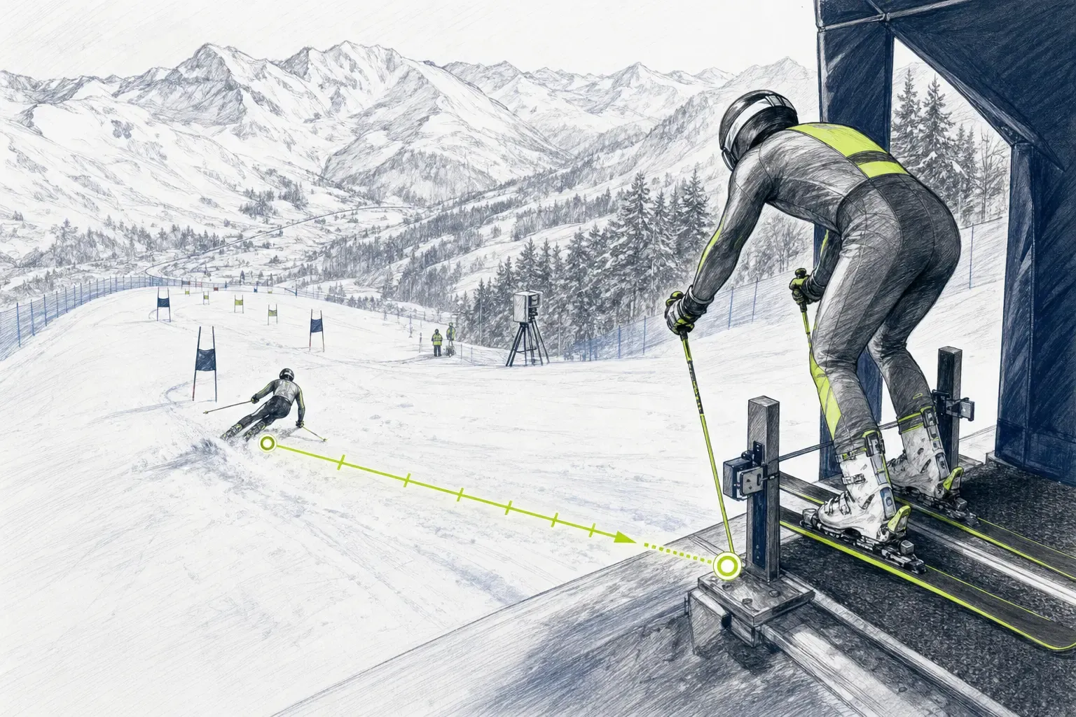 Startintervall – technische Illustration Ski Loko