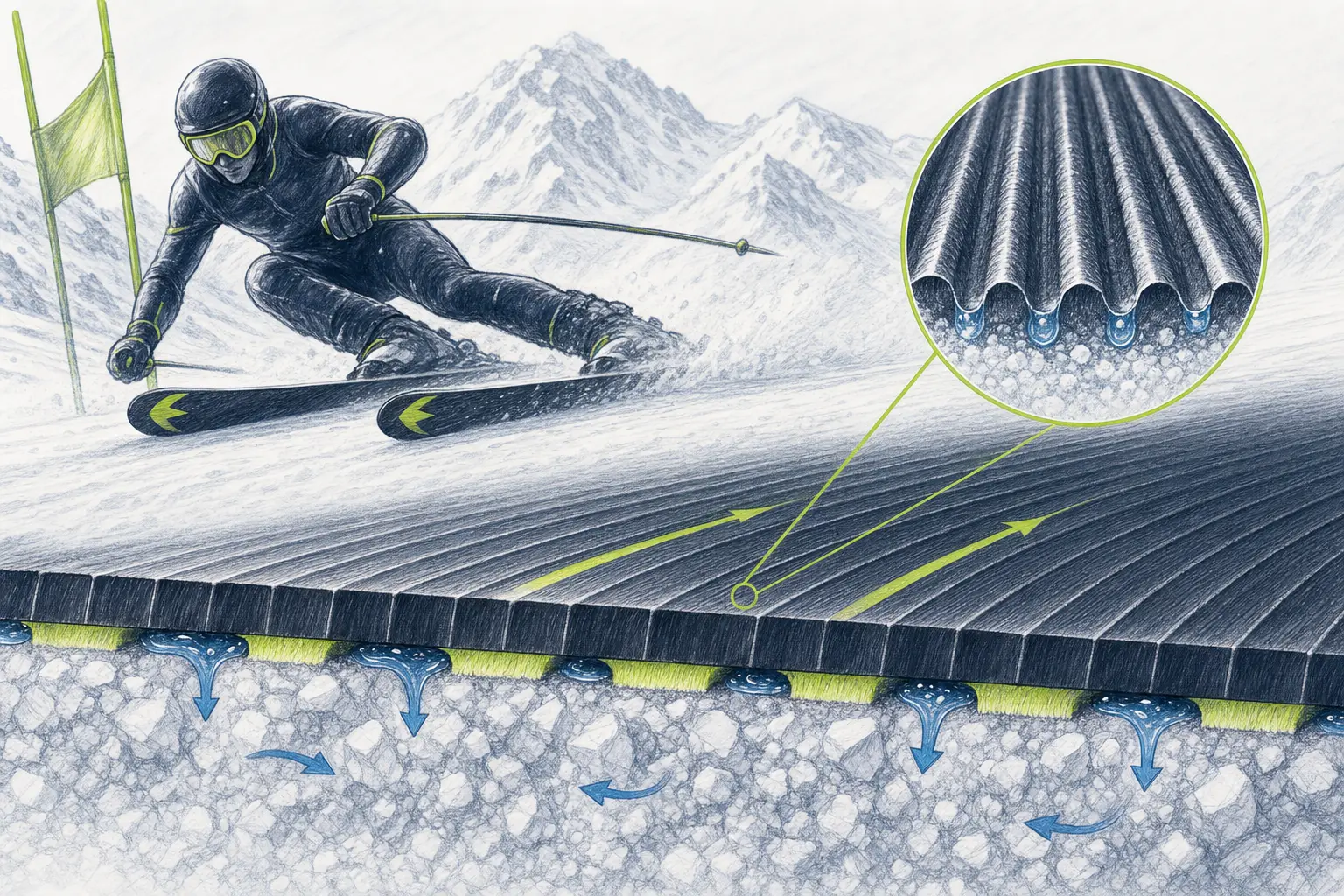 Belagstruktur – technische Illustration Ski Loko