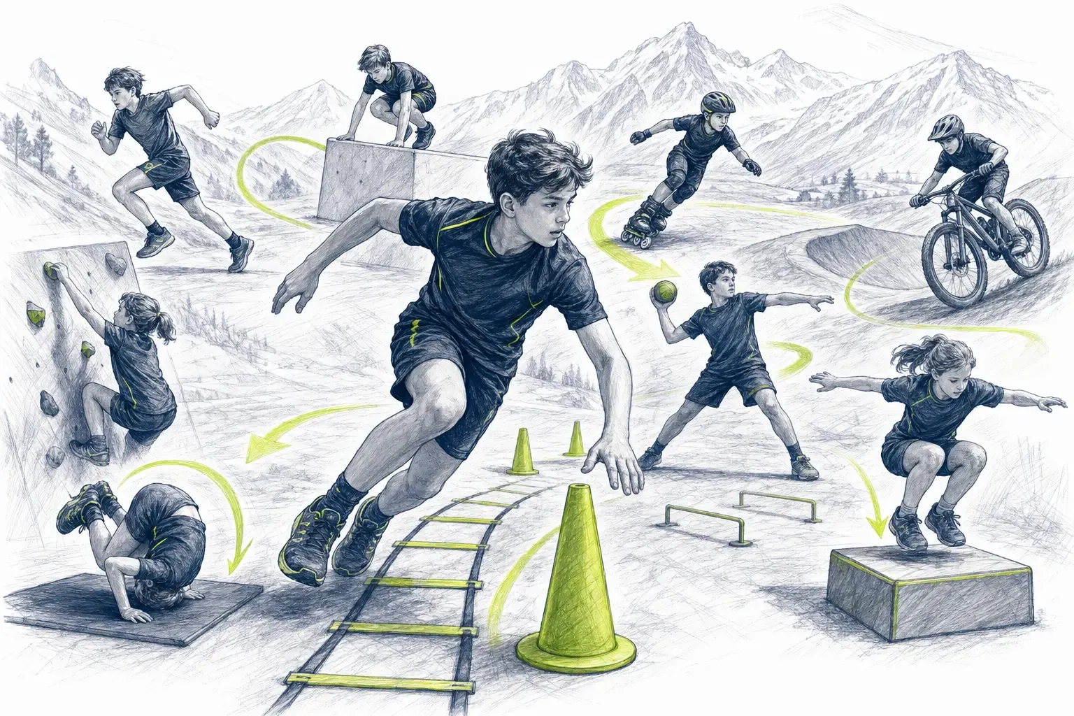 Trockentraining – technische Illustration Ski Loko