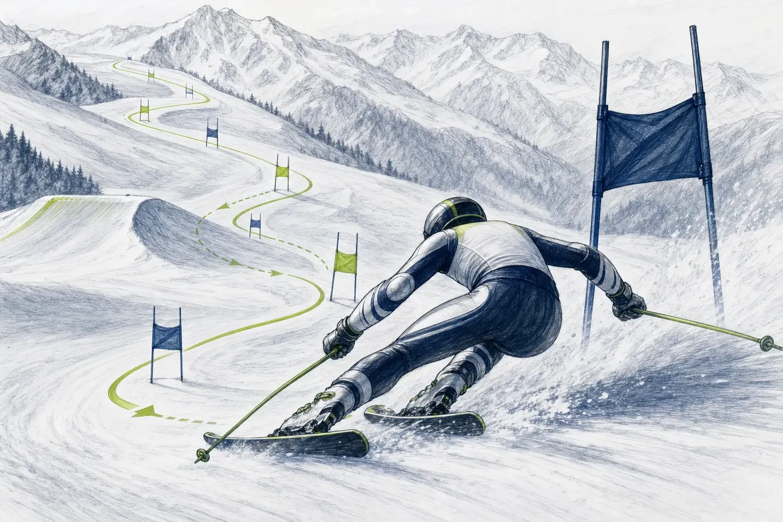 Super-G SG – technische Illustration Ski Loko