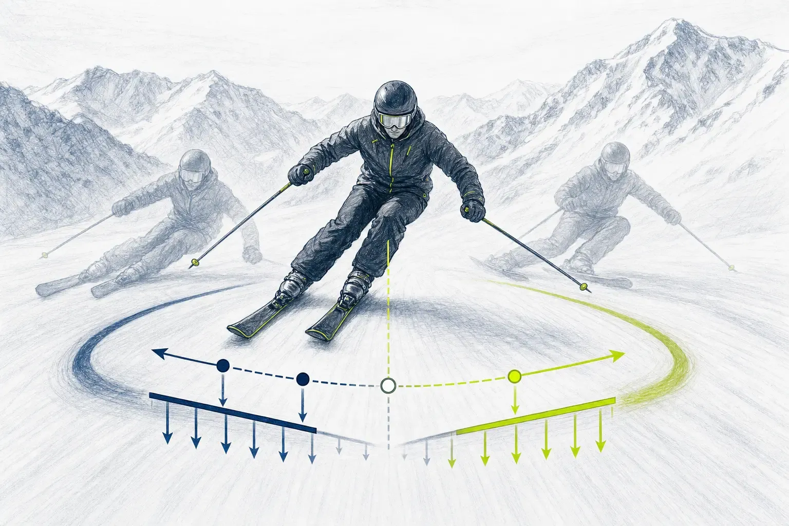 Transition – technische Illustration Ski Loko